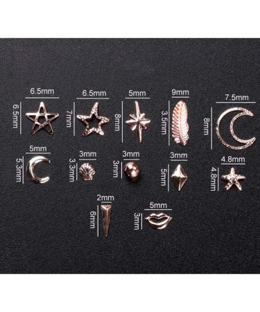 1 Box Japanese Nail Rivets Rose Gold Metal Nail Art Studs Shell Star Fish Conch Hollow Studs Multiple Shapes 3d Mixed Manicure Jewelry for Craft Diy Nails Decoration - Buy Online on SooperMarket.com
