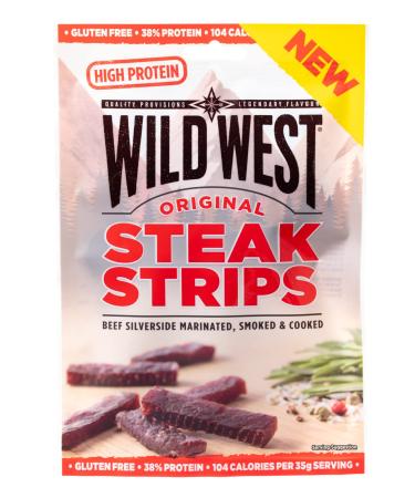 Wild West Steak Strips 60g Original Beef Beef Jerky high Protein Dried Meat Protein Snack Original 60 g (1 pack)