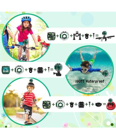 PROGRACE Kids Camera Waterproof Gift Toy - Children Digital Video Camera Underwater Camera for Kids 1080P Camcorder Toddler Sports Camera for Boys Birthday Learn Camera Pool Toys Age 3-14 Green - Buy Online on SooperMarket.com