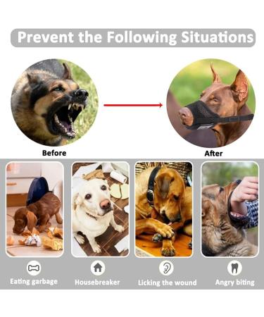 Pubiao Nylon Mesh Dog Muzzle - Breathable Soft Guard for Biting & Chewing - Adjustable Anti-Barking Puppy Muzzle (Black L) - Buy Online on SooperMarket.com