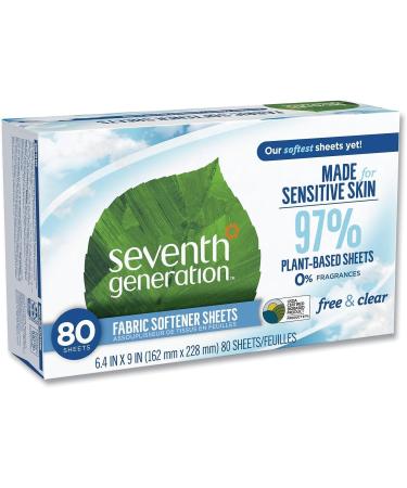 Seventh Generation Fabric Softener Sheets Free & Clear - 80 Count | Eco-Friendly & Non-Toxic | International Shipping Available - Buy Online on SooperMarket.com