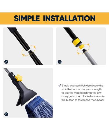 Yocada Heavy Duty Cotton Wet Mop - Commercial Grade, Industrial Strength with Telescopic Iron Pole - 55.1 Inches - Buy Online on SooperMarket.com