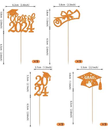 Rsstarxi 36 Pack Class of 2024 Graduation Cupcake Toppers 2024 Graduation Food Appetizer Picks 2024 Grad Cap Done Diploma Cupcake Picks for 2024 Graduation Theme Party Cake Decorations Orange - Buy Online on SooperMarket.com