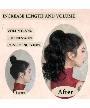 AISI BEAUTY 14 Short Curly Wavy Black Ponytail Extension | Synthetic Drawstring Ponytail for Women | Natural Looking Wavy Ponytail - Buy Online on SooperMarket.com