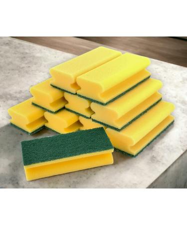 Professional quality XL scourer jumbo - sponge - dishwashing sponge - cleaning sponge - 15.5 x 6.8 x 4 cm - yellow/green (pack of 10)