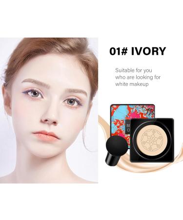 Mushroom Head Air Cushion CC Cream BB Cream Moisturizing Concealer Full Coverage Oil Control Long-Lasting Waterproof BB Cream Liquid Foundation Lightweight Flawless Brightening Makeup (Ivory) 20 g (Pack of 1) Ivory - Buy Online on SooperMarket.com