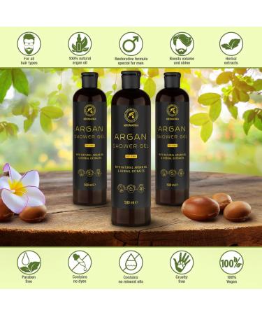 Argan Shower Gel for Men 500 ml - Shower Gel with Argan Oil and Herbal Extracts - Body Care - Cleansing and Care - Fresh Fragrance - Masculine Aroma - Body Wash for Him - Shower Gel - Buy Online on SooperMarket.com