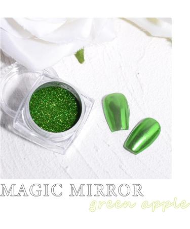 Apple Green Chrome Holographic Nail Glitter - 2 Boxes Mirror Effect Powder for Manicure and Nail Art Decoration - Buy Online on SooperMarket.com