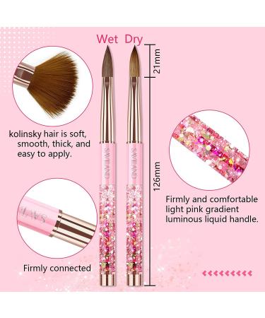 Saviland 6PCS Acrylic Nail Brush Set - Pink Gradient Brushes for Acrylic Application - Sizes 6/8/10/12/14/16 - Ideal for Beginners and Professionals - Buy Online on SooperMarket.com