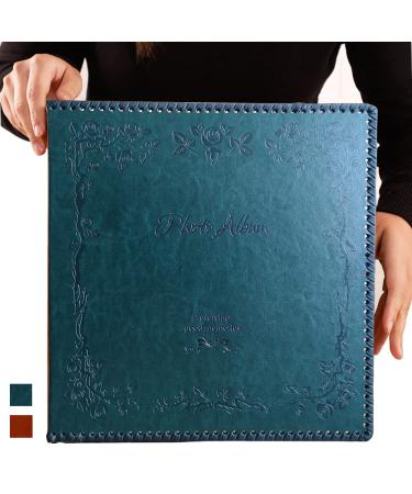 Totocan Photo Album Self Adhesive Pages, Large Magnetic Self-Stick Picture Album with Leather Vintage Inspired Cover, DIY Albums Holds 3X5, 4X6, 5X7, 6X8, 8X10 10X12 Photos (Darkgreen 40 Pages) 13.2"x13" 40pgs DarkGreen