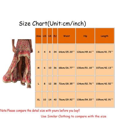 Sanahy Women Boho Floral Print High Low Maxi Dress - Red - Buy Online on SooperMarket.com