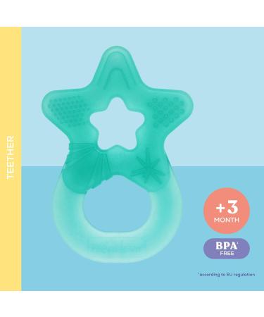 Dentistar Bei ring 2 Set | Baby Teether for 3+ Months | Soft Dental Aid Ring | Made in Germany | Turquoise Green - Buy Online on SooperMarket.com