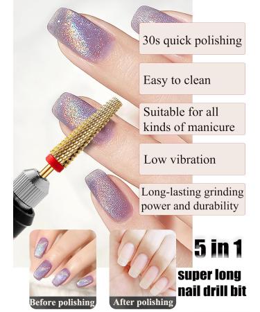 Buy Super Long 5 in 1 Nail Drill Bit - Fine F Two-way Rotation Carbide Tungsten Bits for 3/32 Nail Drill | Professional Acrylic Nail Polishing Tool | International Shipping Available - Buy Online on SooperMarket.com