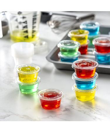 Pantry Value 100 Sets - 2 oz. Jello Shot Cups with Lids - Small Plastic Condiment Containers for Sauce, Dressings, Ramekins - Portion Control - Clear - Buy Online on SooperMarket.com