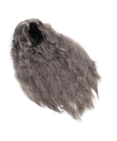 Long Wavy Gray Wig Cute Middle Part Adjustable Heat Resistant Long Silver Curly Hair Wig Breathable Mesh for Cosplay Party