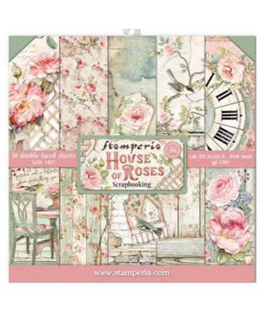 STAMPERIA INTERNATIONAL  KFT PAPER PAD 8X8 10PK HOUSE ROSE  20.3 x 20.3 (8 x 8)  Multicoloured 20.3 x 20.3 (8 x 8) Multicoloured