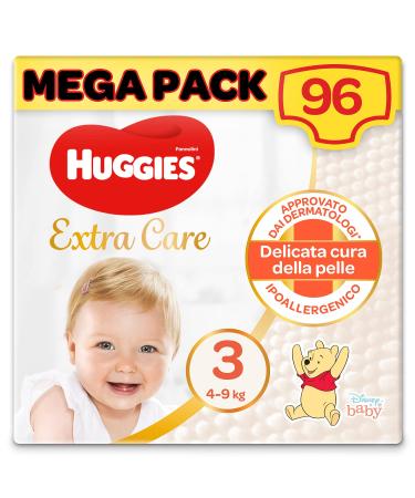 Huggies Extra Care Diapers Size 3 (4-9 kg) Pack of 96 Size 3 (96 Pack) Size 3 (4-9 kg)