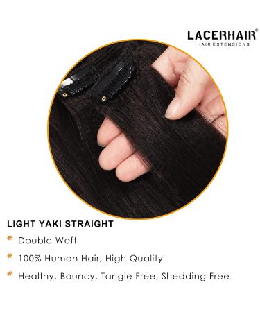 Lacer 10 Yaki Clip in Hair Extensions 120G 7 Pieces 10 Inch - Natural Black Remy Human Hair for Fashion Black Women with Relaxed Hair - Buy Online on SooperMarket.com