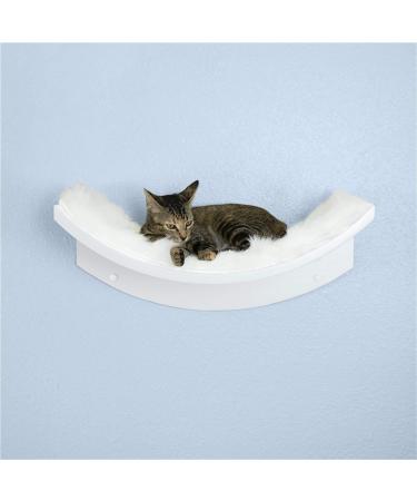 THE REFINED FELINE 22 Inch Lotus Leaf Cat Shelf with Replaceable Carpet, Playing, Climbing, & Lounging Cat Shelves and Perches for Wall, Cat Hammock and Bed for Large Cats White