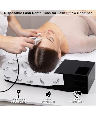 PRASNE Lashing Dental Bibs Disposable 125 Pack + Lash Pillow Cover | White 3-Ply Towels | Waterproof Towels 13 x 18 | Black Eyelash Printed - Buy Online on SooperMarket.com