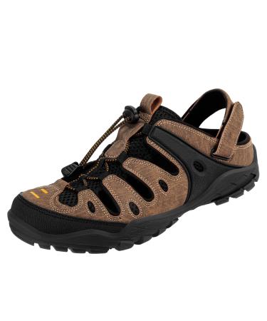 Outpro men's sandals premium sports sandals with air padding waterproof outdoor sandals for hiking walking beach water sports 45 EU black brown