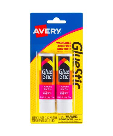 Avery Glue Stic White, 0.26 oz., Washable, Nontoxic, Permanent Adhesive, 2 Glue Sticks (00171) 2 sticks