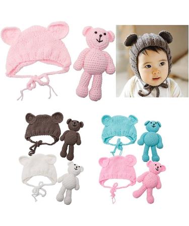 ECYC Newborn Baby Bear Hat Beanie with Bear Dolls - Grey | Photography Accessories - Buy Online on SooperMarket.com