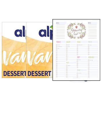 Vanilla Soya Dessert Bundle which Contains Alpro Vanilla Dairy Free Vegan Soya Dessert 4x125g - Pack of 2 with Grocery List Card