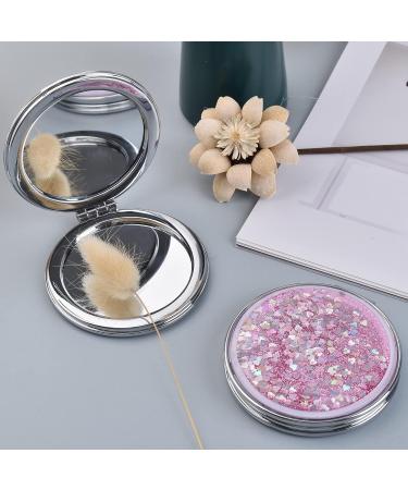 JIABEIUS Compact Mirror Magnifier - Quicksand Pink | Portable Folding Mirror for Purses - Buy Online on SooperMarket.com