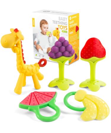 Baby Teething Toys for Newborn (5-Pack) Freezer Safe BPA Free Infant and Toddler Silicone Teethers Soothe Babies Gums Perfect Baby Gift