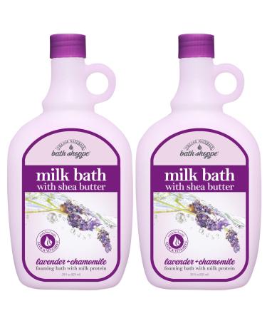 Village Naturals Bath Shoppe Moisturizing Lavender Chamomile Milk Bath - Hydrates Skin - Made With Shea Butter and Vitamin E (Pack of 2 Bottles 28 fl oz Each)
