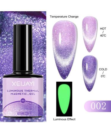 Holographic Gel Polish Glitter Cat Eye Gel Nail Polish Temperature Colour Changing UV Gel Polish Set with Neon Effect Soak Off Magnetic Nail Polish Nail Art Gift for Women - Buy Online on SooperMarket.com