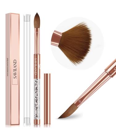 Saviland Acrylic Nail Brush Size 12 - Kolinsky Acrylic Brush for Acrylic Powder, Kolinsky Hair Bronze Gold and Broken Diamond Handle for Beginner and Professional #12