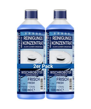 2x 1000ml wiping robot cleaning agent concentrate |Extra fresh fragrance |Strip -free & foam arm + dosing cup |Soil cleaner and much more 2 l (1 Pack)