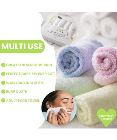 JM Bamboo Baby Washcloths - 8 Pack Soft Baby Face Towels for Sensitive Skin | 25x25cm Washcloth Set with Clothes Bag - Ideal for Children - Buy Online on SooperMarket.com