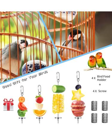 4 Pack Parrot Spit Toys - Stainless Steel Fruit & Vegetable Holders for Budgies & Nymphensittich - Perfect Hanging Feeders for Parrots - Buy Online on SooperMarket.com