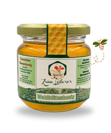 German forest blossom honey - honey sweet spread from the family beekeeping Zum Lederer - 250 g liquid honey of flowers from the Bavarian Forest - Honey without additives directly from the beekeeper forest blossom honey 250 g (1 Pack)