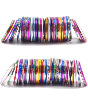 Hisenlee 90 Pcs Nail Art Striping Tape Lines in Mix Colors - 1MM and 2MM - Includes 2 Nail Tape Dispensers for Nail Art Decoration - Buy Online on SooperMarket.com