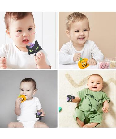 PAPACHOO Halloween Teething Toys 2 Pack - Soft Silicone Baby Soothing Teethers (Orange & Kitten) - Buy Online on SooperMarket.com