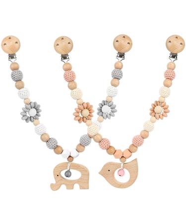 Wechoid stroller chain wood baby stroller chain for babies baby toys and gifts trailers toys set for baby for babies from 0+ months