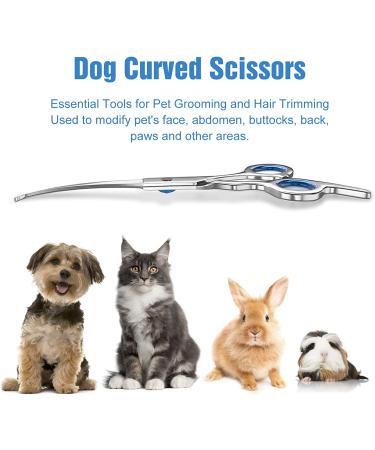Petsvv 7 Curved Dog Grooming Scissors | Safety Round Tips | Lightweight Professional Shears for Dogs & Cats | Stainless Steel | Blue - Buy Online on SooperMarket.com