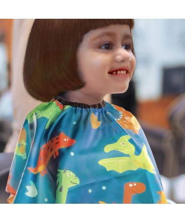 Kids Haircut Cape & Neck Duster Brush Set | Adjustable Blue Dinosaur Barber Cape for Kids - Buy Online on SooperMarket.com