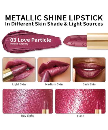 Oulac Love Particle Metallic Burgundy Lipstick - Vegan & Cruelty-Free High Impact Lipcolor 4.3g/0.15oz - Buy Online on SooperMarket.com