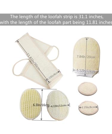 ENLAYER 6 Pack Natural Loofah Exfoliating Back Scrubber and Pad Set - Deep Cleaning Shower Sponge for Face and Body - Buy Online on SooperMarket.com
