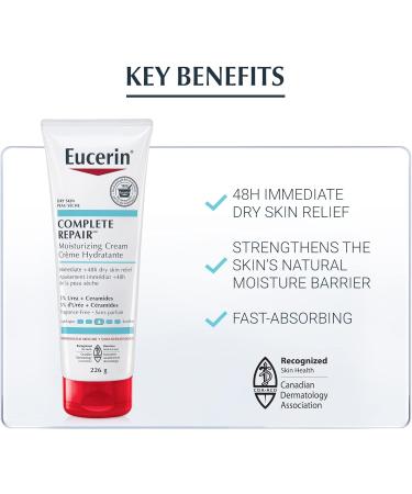 EUCERIN Complete Repair Moisturizing Cream for Dry to Very Dry Skin | Face & Body Cream 226g | 5% Urea Cream | Ceramide Cream | Dry Skin Cream | Fragrance-free Cream | Non-Greasy Cream | Recommended by Dermatologists 226 g (Pack of 1) - Buy Online on SooperMarket.com