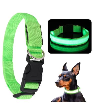 Jostift Luminous Elbe Hund Rechargeable USB Led Dog Halison Waterproof Luminous Dog Collar Adjustable super bright for 3 lighting modes Small medium -sized dogs green