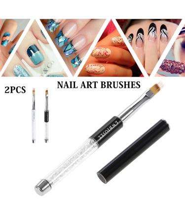 LWBTOSEE 2pcs Ombre Nail Brush Set - Rhinestone Handle Gradient Painting UV Gel Pen for Manicure Art - Black & White - Buy Online on SooperMarket.com