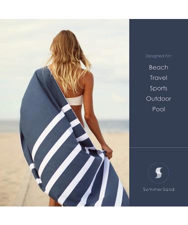 SummerSand Deep Blue Microfiber Beach Towel 63x31.5in - Sand Free & Quick Dry for Pool, Surfing & Travel - Lightweight XL Swim Towel - Buy Online on SooperMarket.com