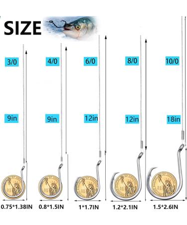 SEAOWL Saltwater Steel Circle Hook Rigs 24pcs 5/0-12-45lb - Octopus Offset Fishing Hooks Leader Wire for Catfish Bass - Buy Online on SooperMarket.com