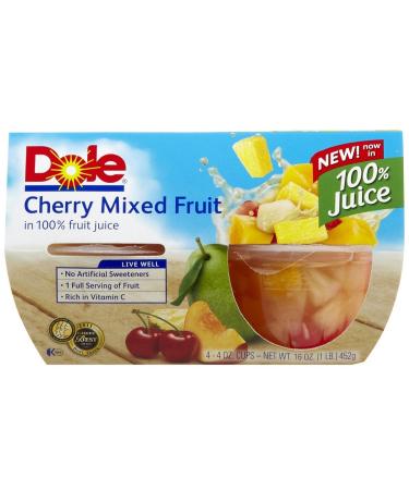 Dole Cherry Mixed Fruit In Light Syrup - 4 Ounce - 4 Count (Pack of 1)